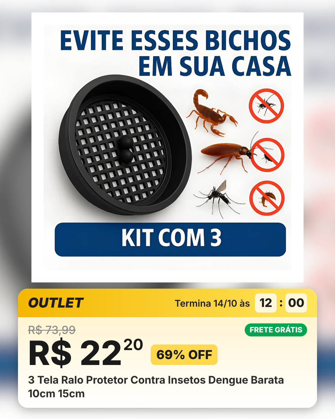 3 Tela Ralo Protetor Contra Insetos Dengue Barata 10cm 15cm