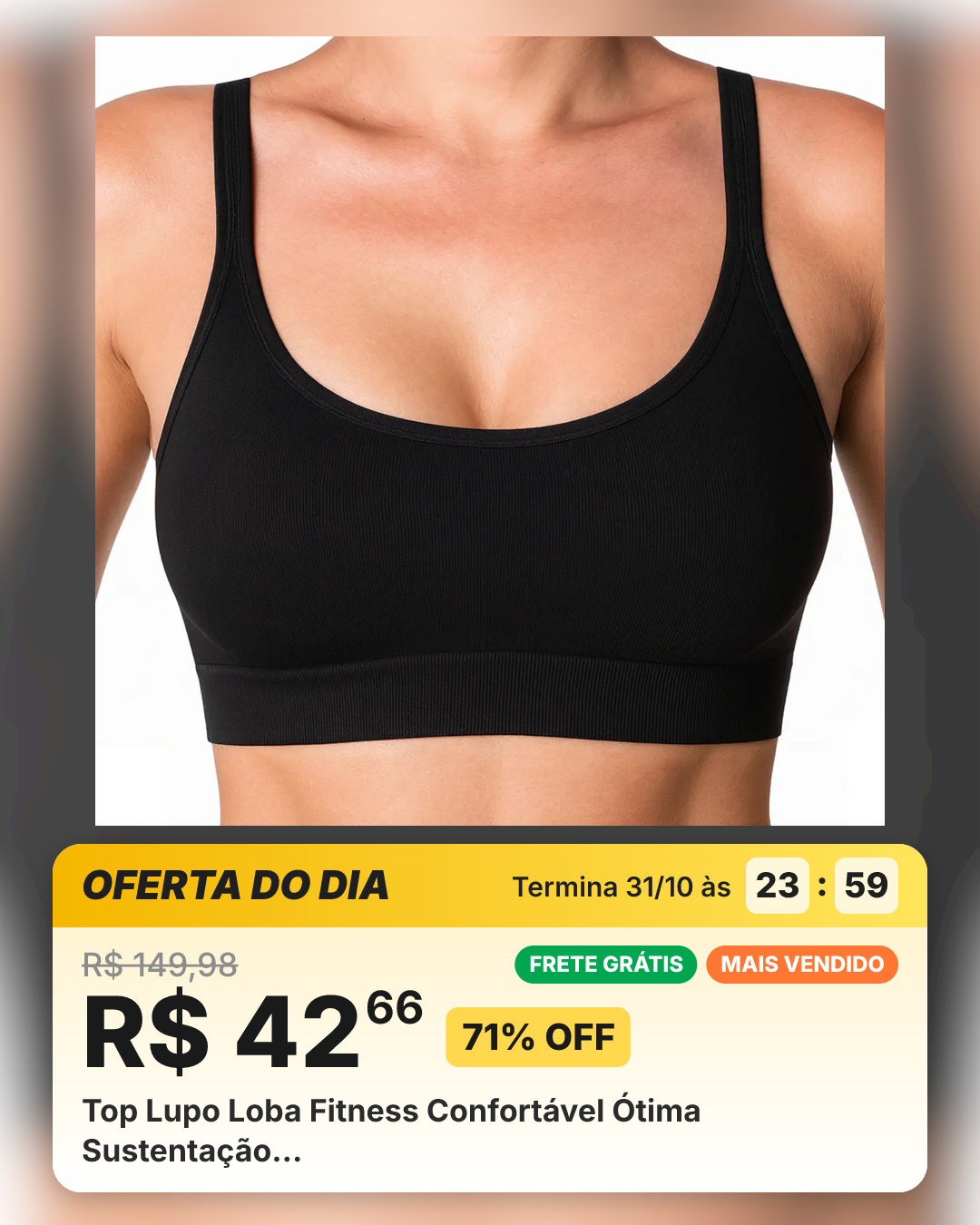 Top Lupo Loba Fitness Confortável Ótima Sustentação…