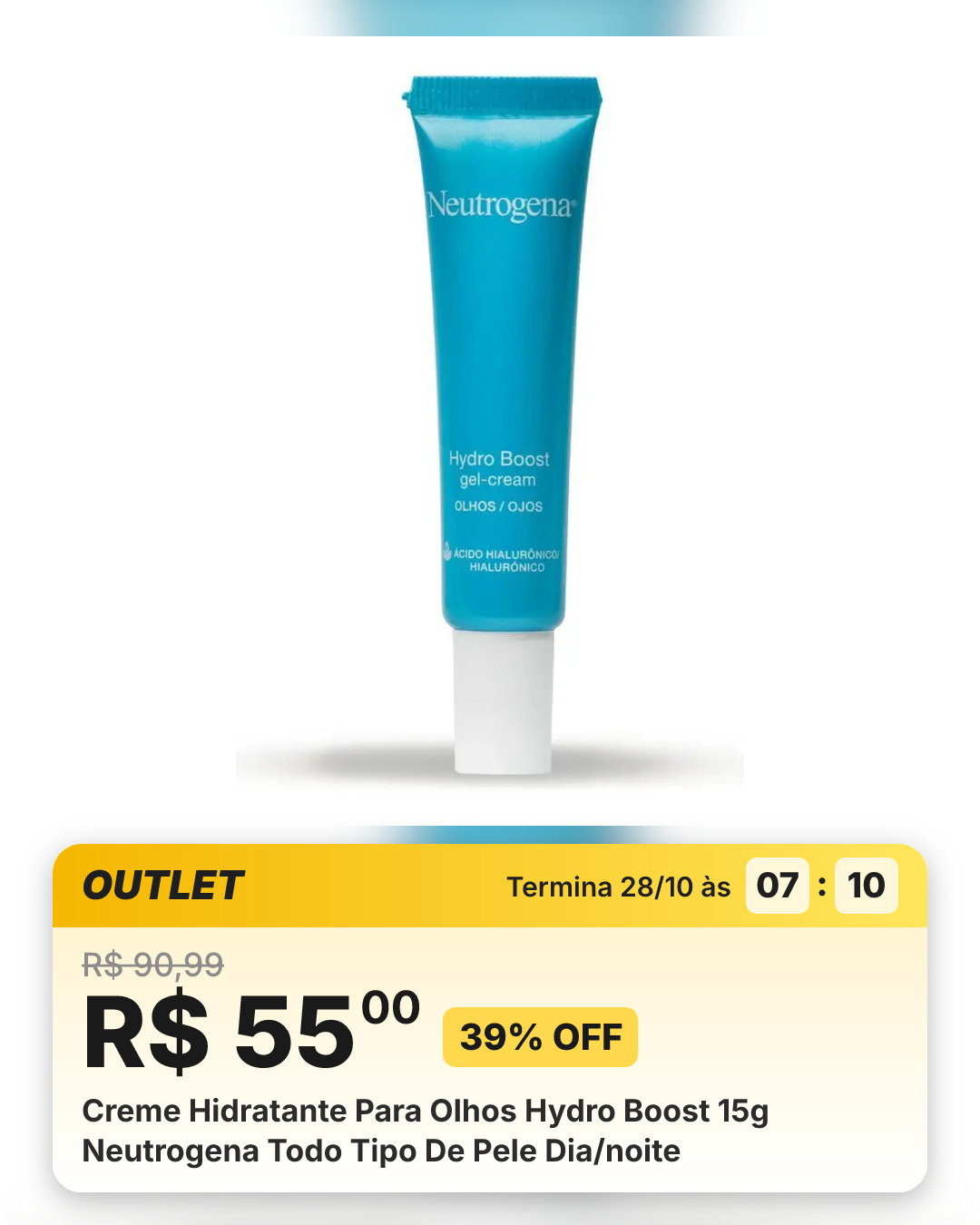 Creme Hidratante Para Olhos Hydro Boost 15g Neutrogena Todo Tipo De Pele Dia/noite
