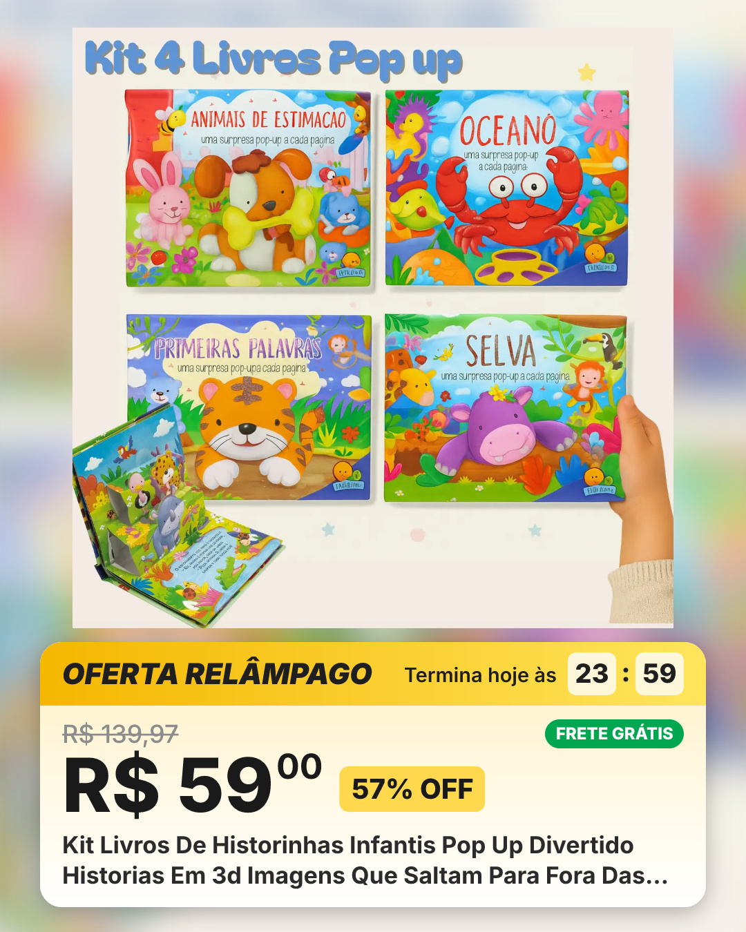 Kit Livros De Historinhas Infantis Pop Up Divertido Historias Em 3d Imagens Que Saltam Para Fora Das Paginas Ilustrativo Cores Vibrantes Resistente