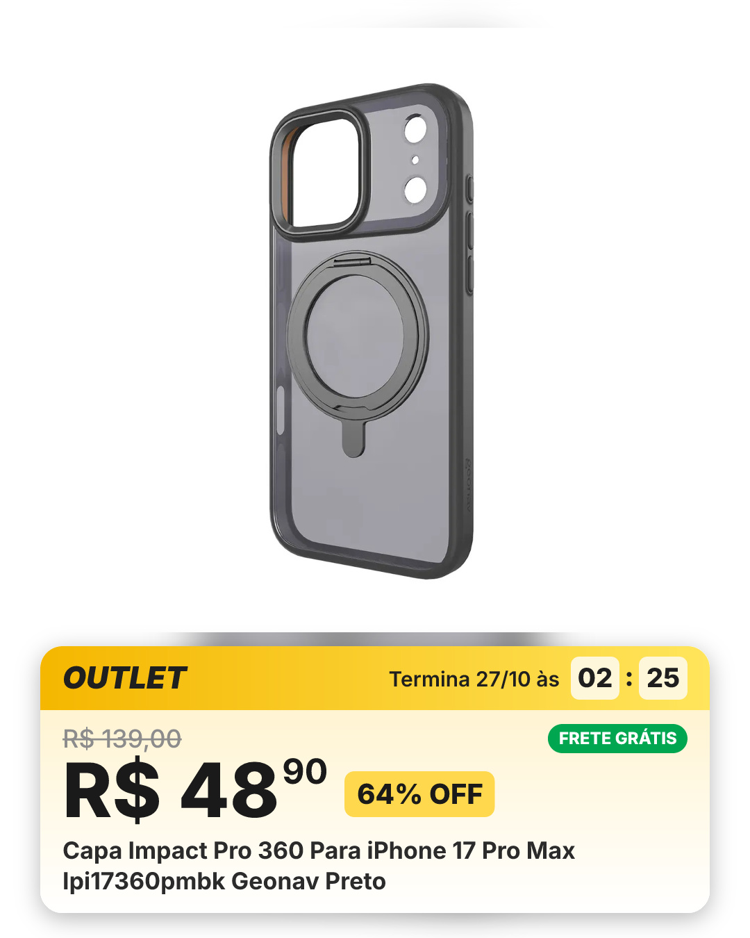 Capa Impact Pro 360 Para iPhone 17 Pro Max Ipi17360pmbk Geonav Preto