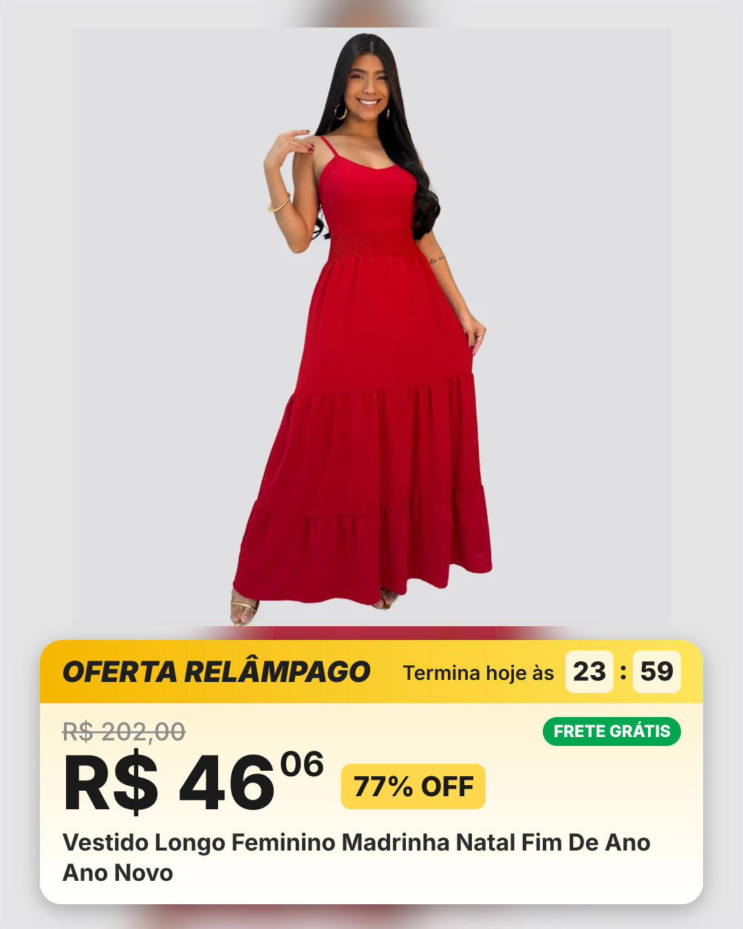 Vestido Longo Feminino Madrinha Natal Fim De Ano Ano Novo
