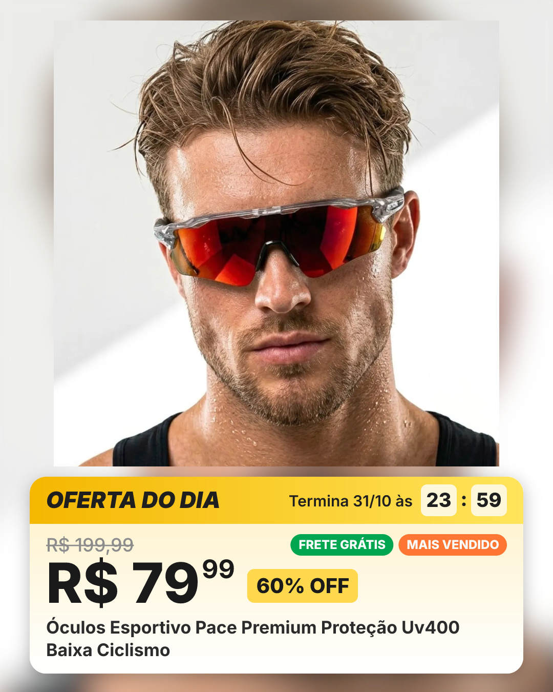 Óculos Esportivo Pace Premium Proteção Uv400 Baixa Ciclismo