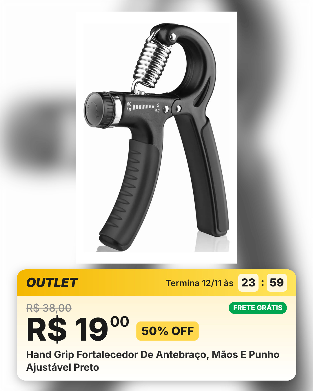 Hand Grip Fortalecedor De Antebraço, Mãos E Punho Ajustável Preto