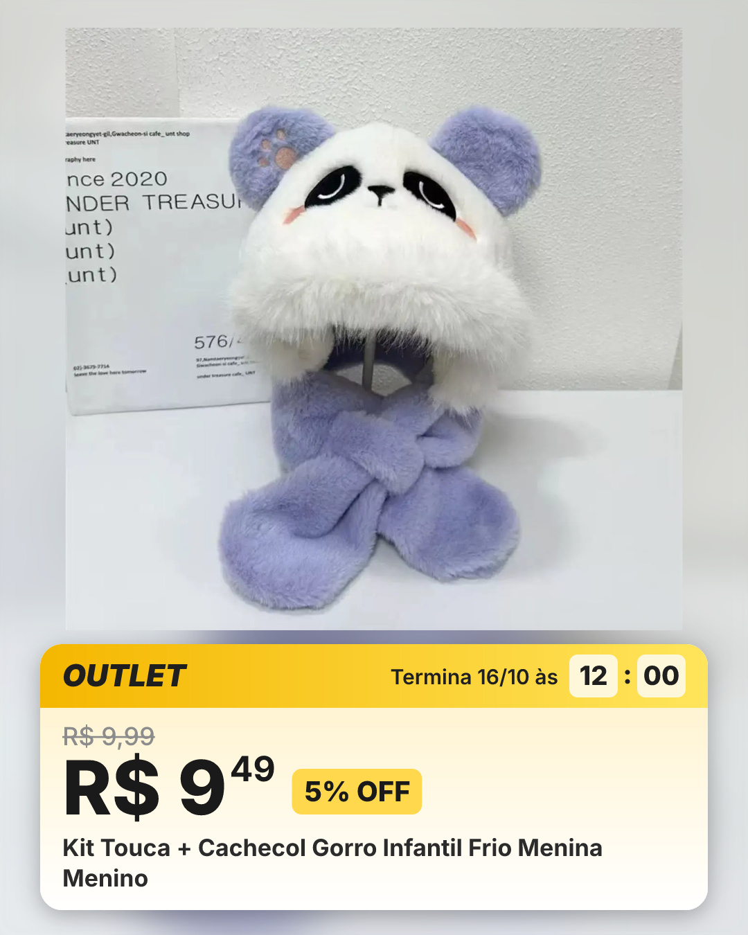 Kit Touca + Cachecol Gorro Infantil Frio Menina Menino