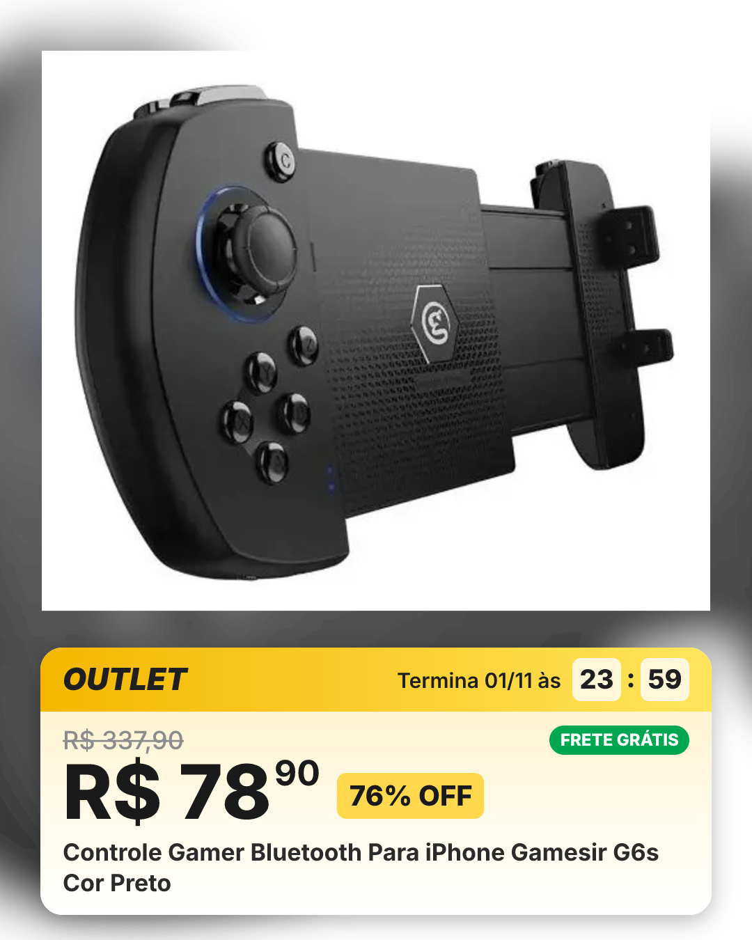 Controle Gamer Bluetooth Para iPhone Gamesir G6s Cor Preto