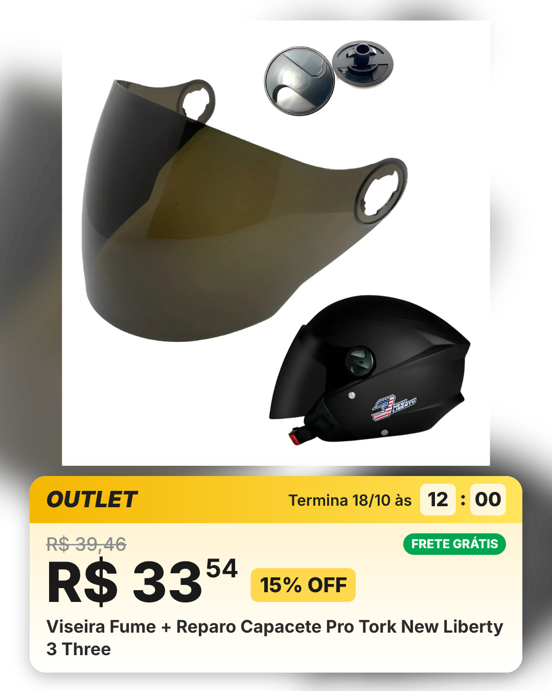 Viseira Fume + Reparo Capacete Pro Tork New Liberty 3 Three