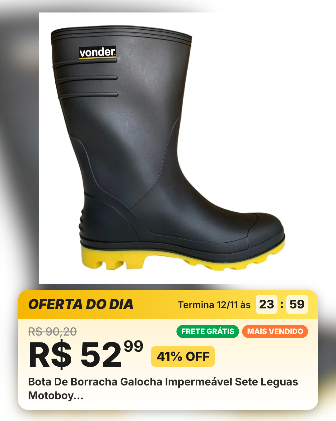 Bota De Borracha Galocha Impermeável Sete Leguas Motoboy…