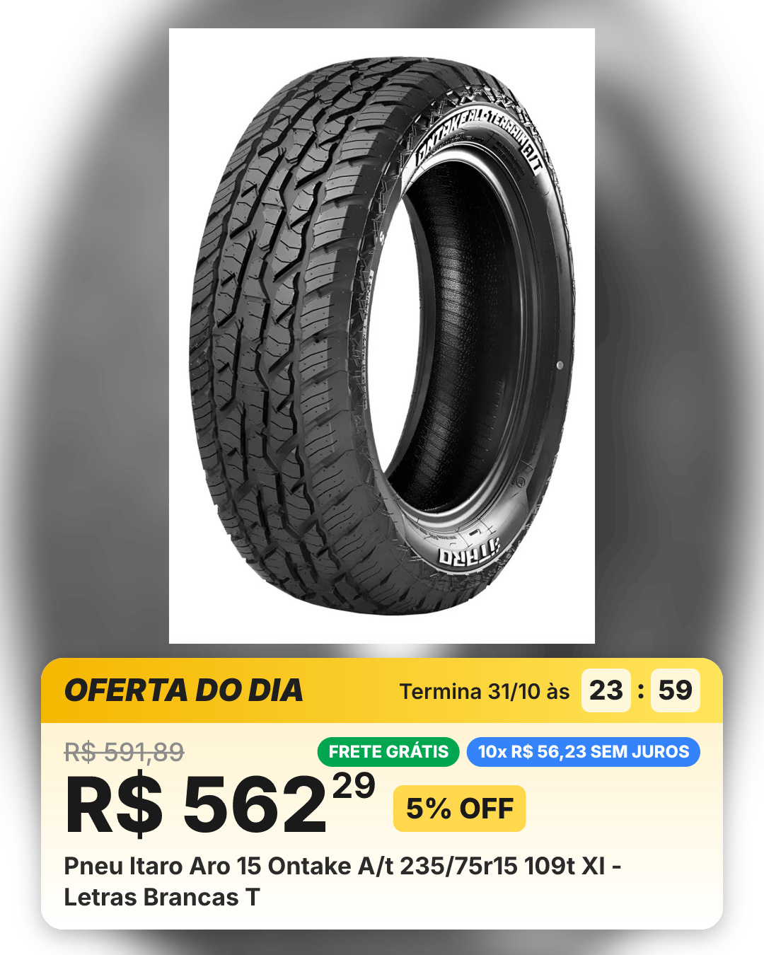 Pneu Itaro Aro 15 Ontake A/t 235/75r15 109t Xl - Letras Brancas T