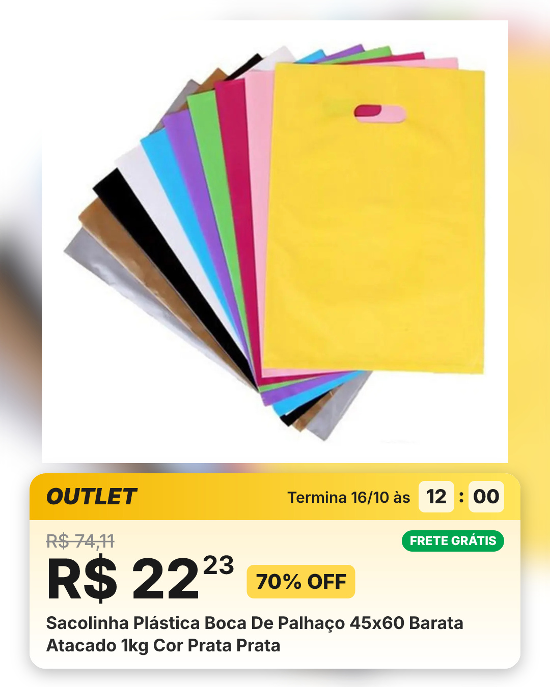 Sacolinha Plástica Boca De Palhaço 45x60 Barata Atacado 1kg Cor Prata Prata