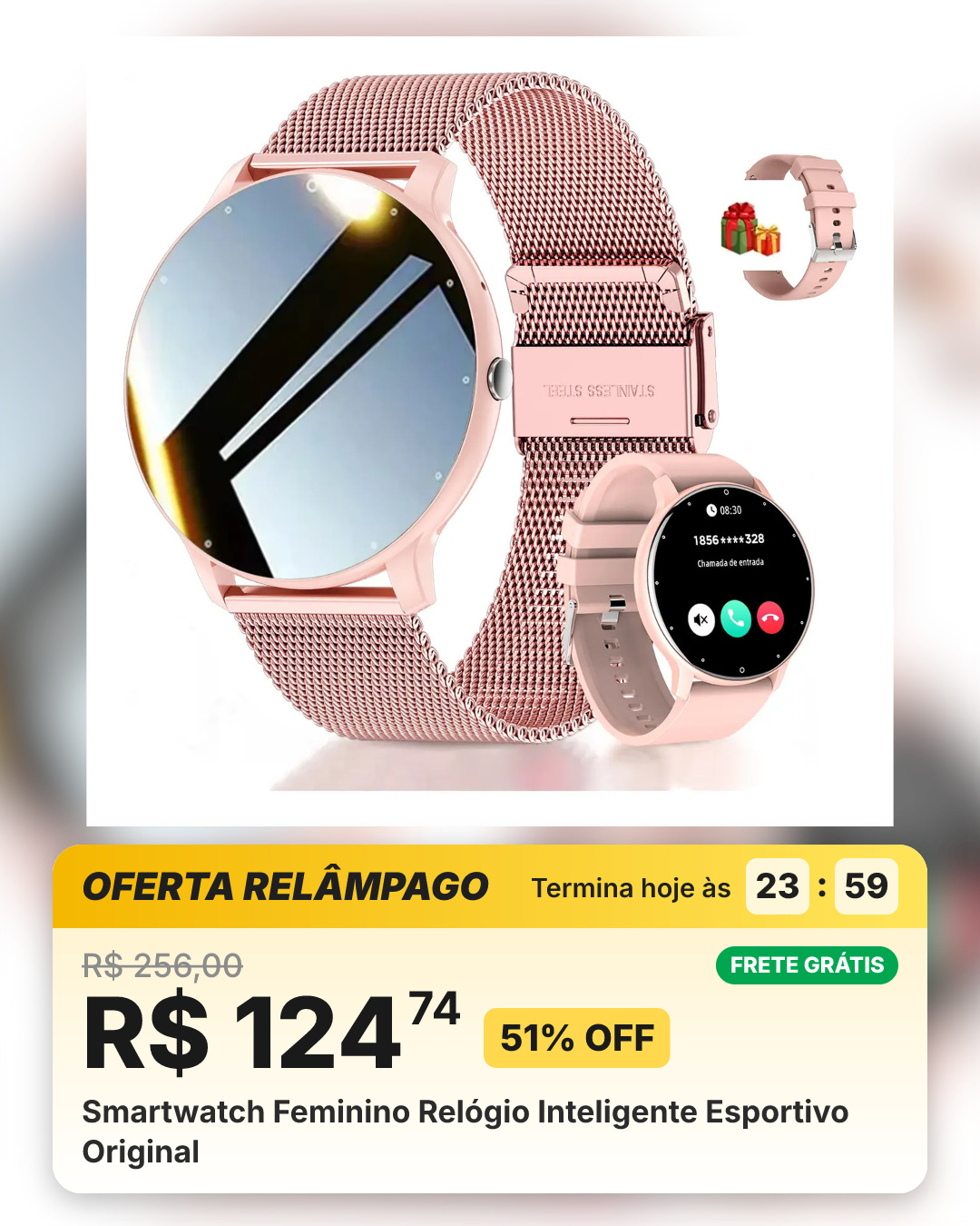 Smartwatch Feminino Relógio Inteligente Esportivo Original