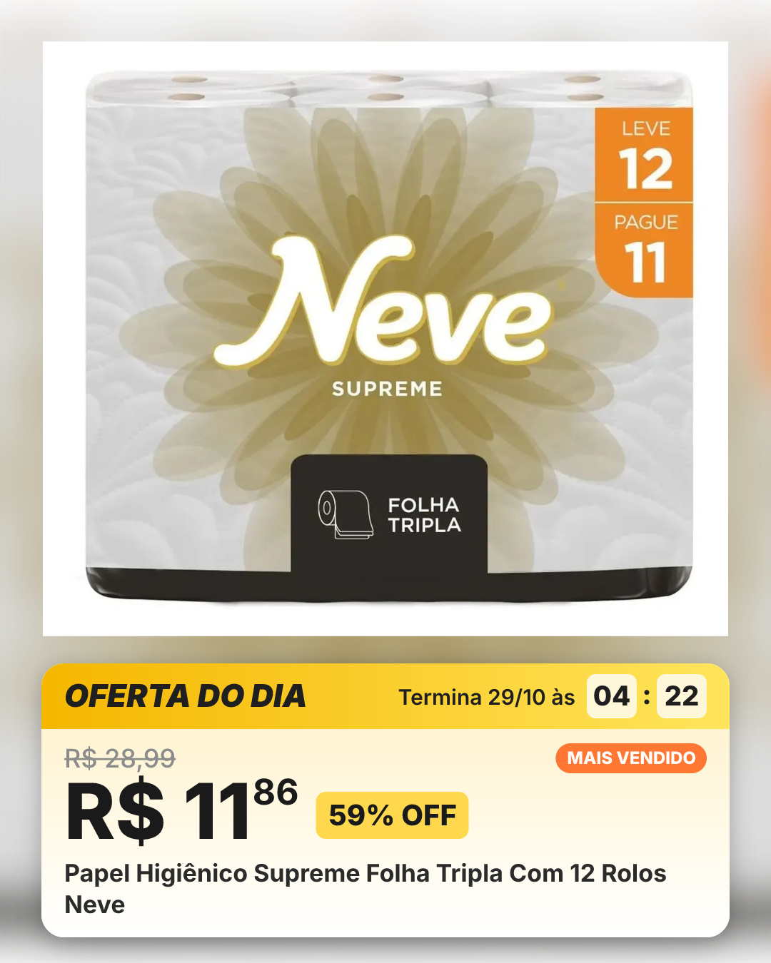 Papel Higiênico Supreme Folha Tripla Com 12 Rolos Neve