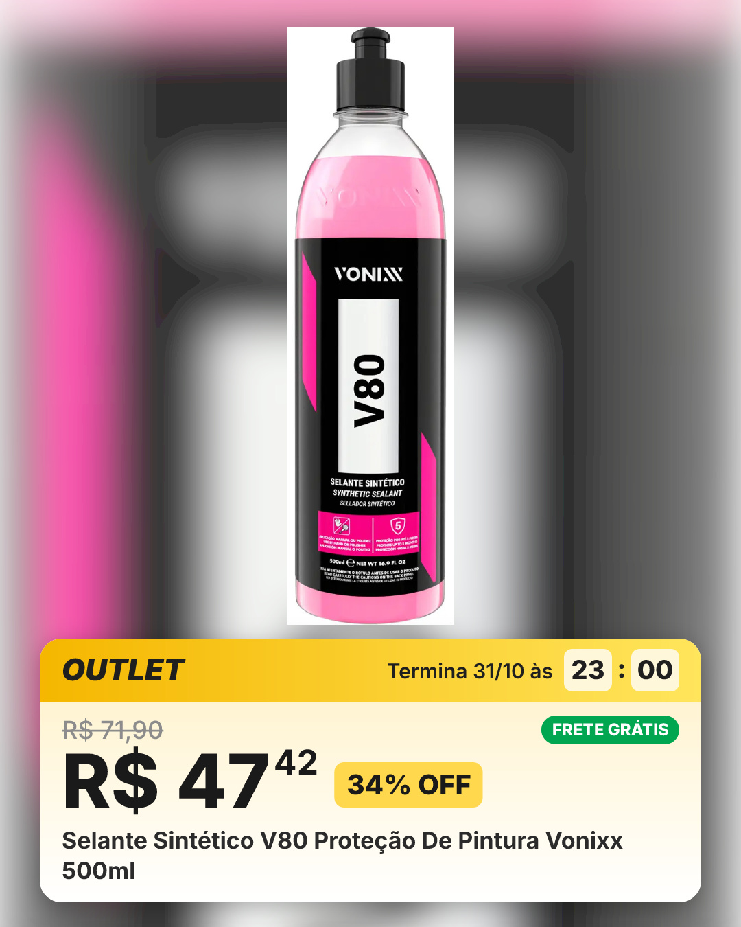 Selante Sintético V80 Proteção De Pintura Vonixx 500ml