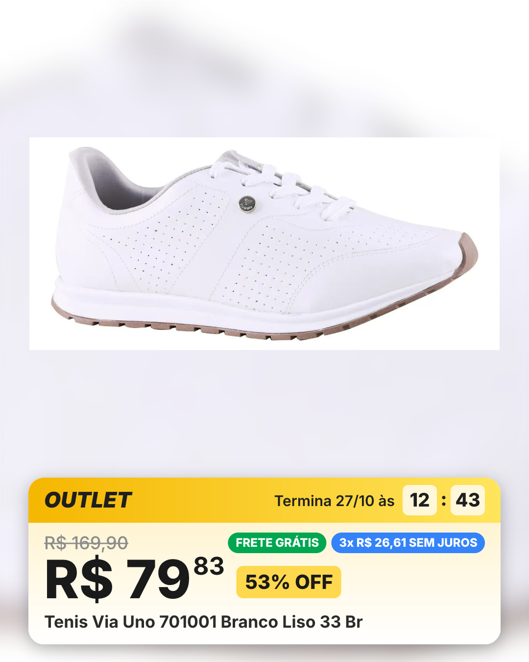 Tenis Via Uno 701001 Branco Liso 33 Br