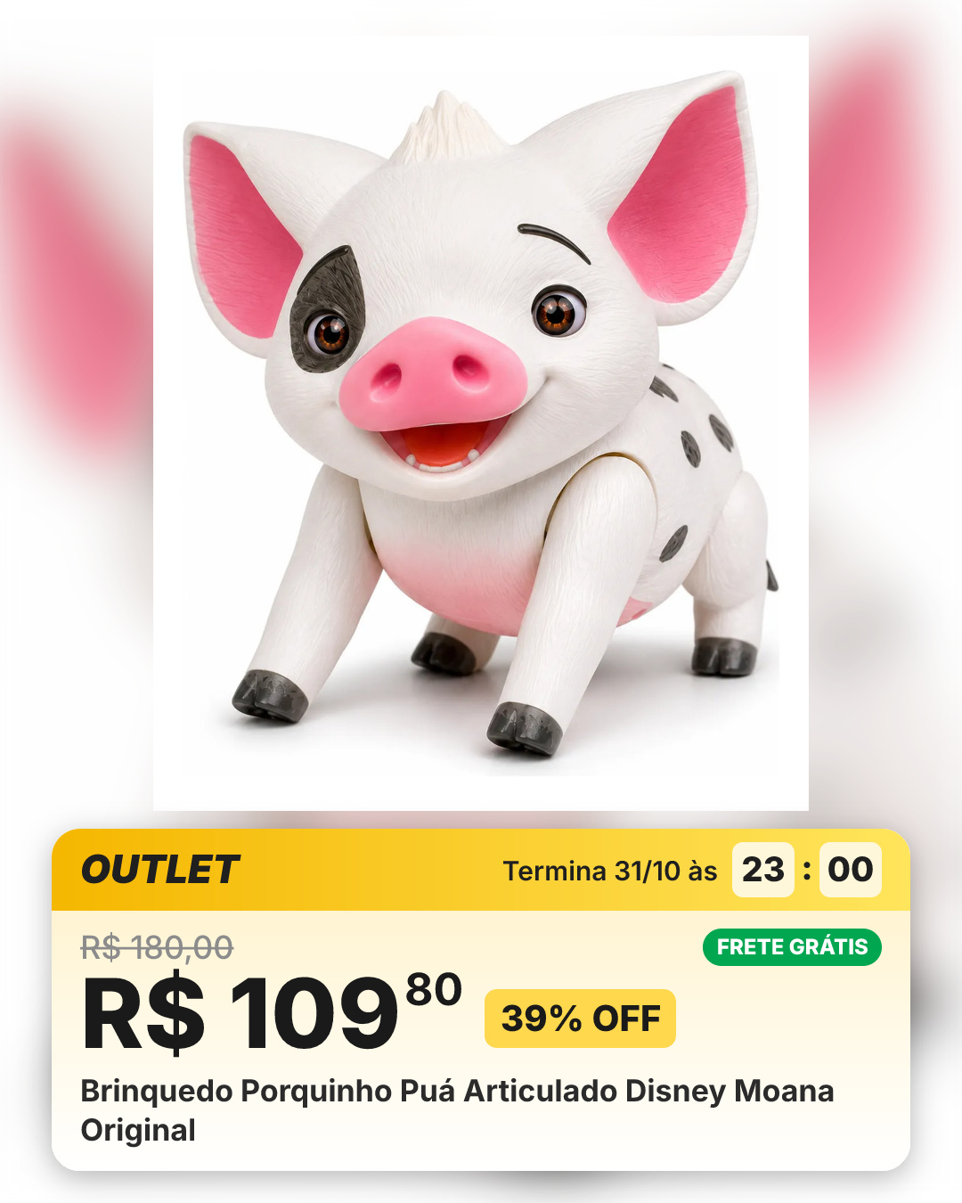 Brinquedo Porquinho Puá Articulado Disney Moana Original