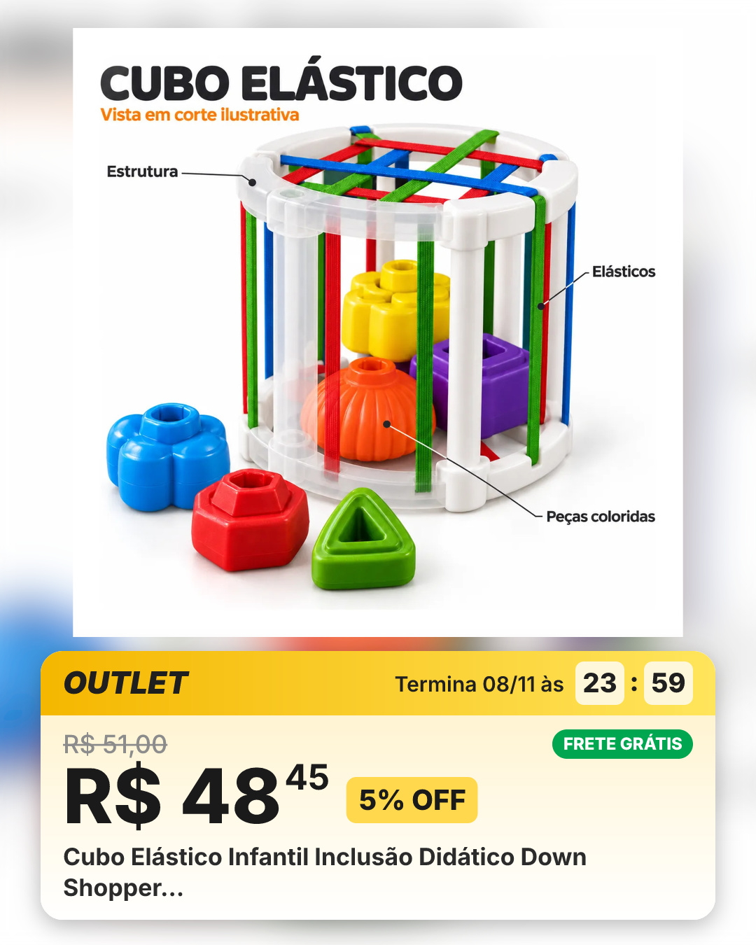 Cubo Elástico Infantil Inclusão Didático Down Shopper…