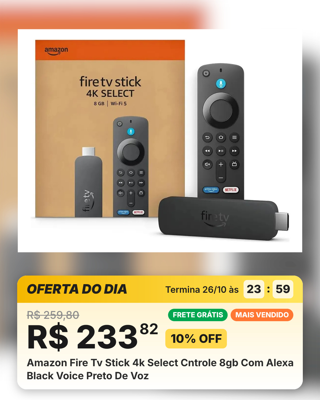 Amazon Fire Tv Stick 4k Select Cntrole 8gb Com Alexa Black Voice Preto De Voz