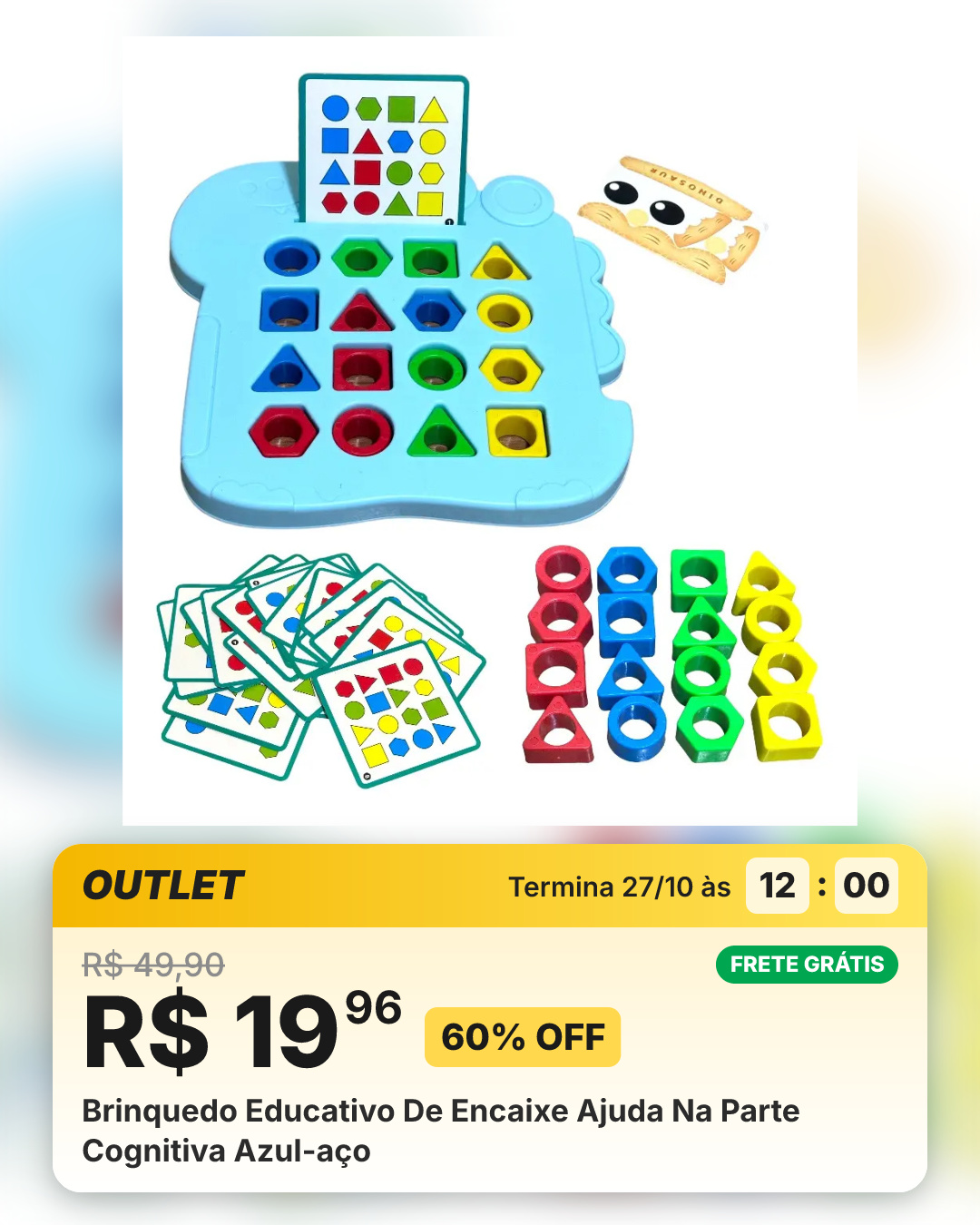 Brinquedo Educativo De Encaixe Ajuda Na Parte Cognitiva Azul-aço