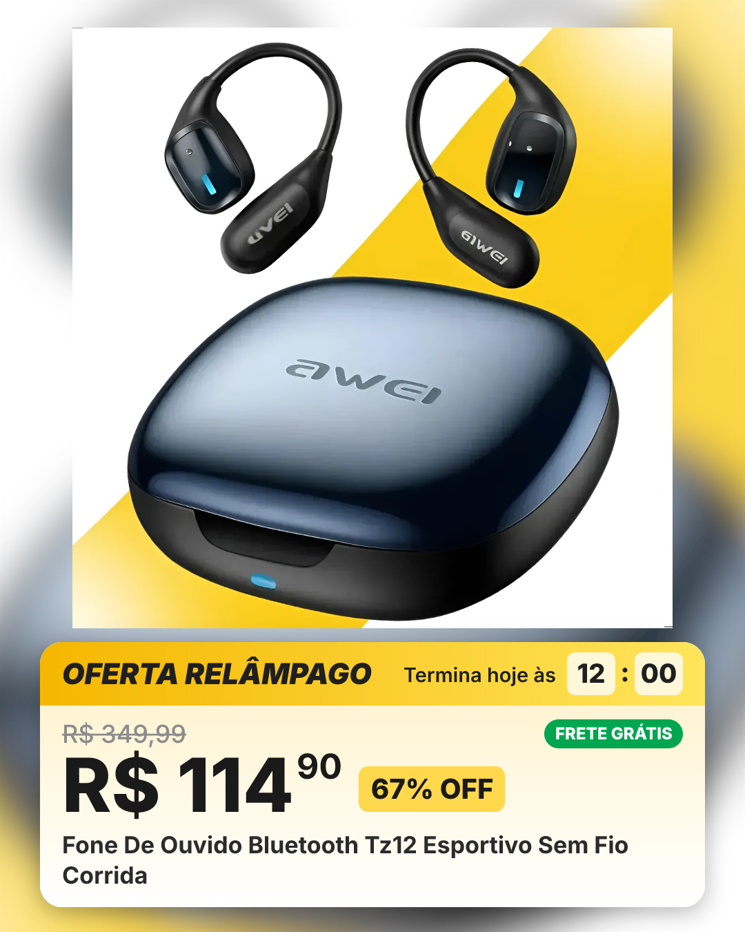 Fone De Ouvido Bluetooth Tz12 Esportivo Sem Fio Corrida