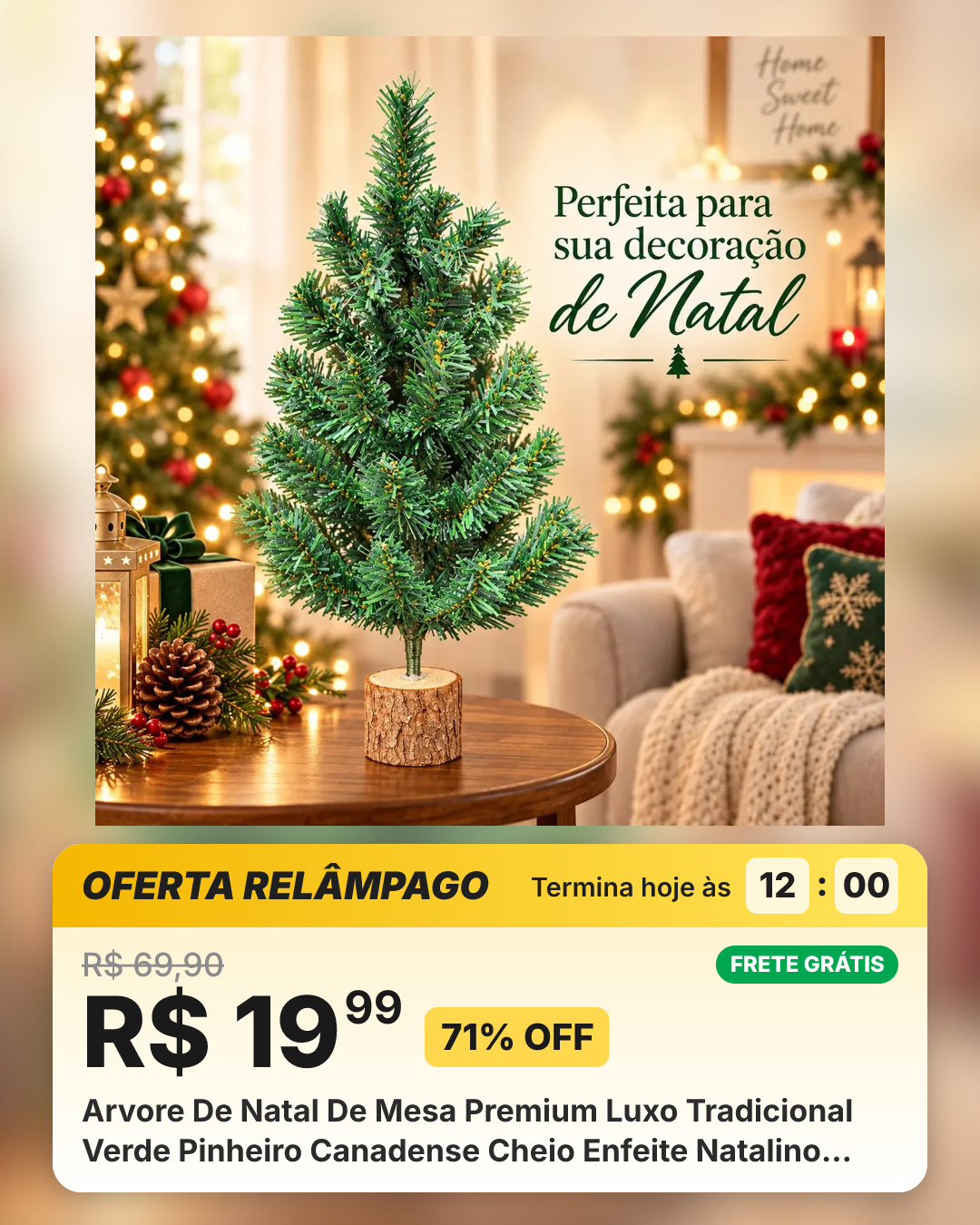 Arvore De Natal De Mesa Premium Luxo Tradicional Verde Pinheiro Canadense Cheio Enfeite Natalino Decoração De Escritório Apartamento 45cm - Petite Flô