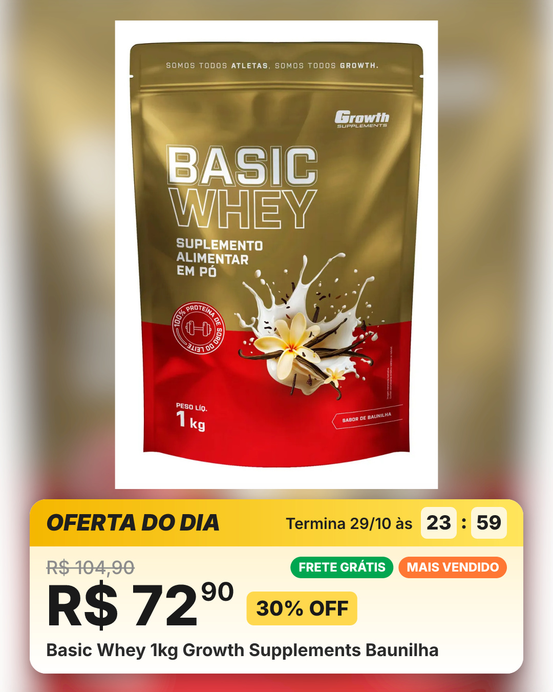 Basic Whey 1kg Growth Supplements Baunilha