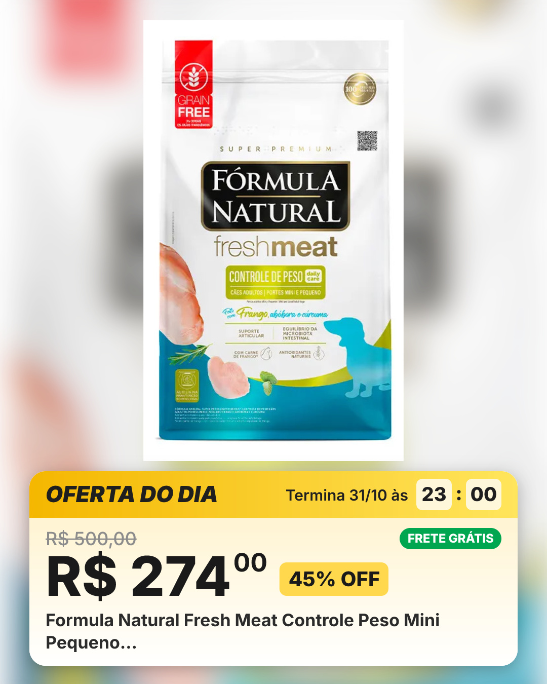 Formula Natural Fresh Meat Controle Peso Mini Pequeno…
