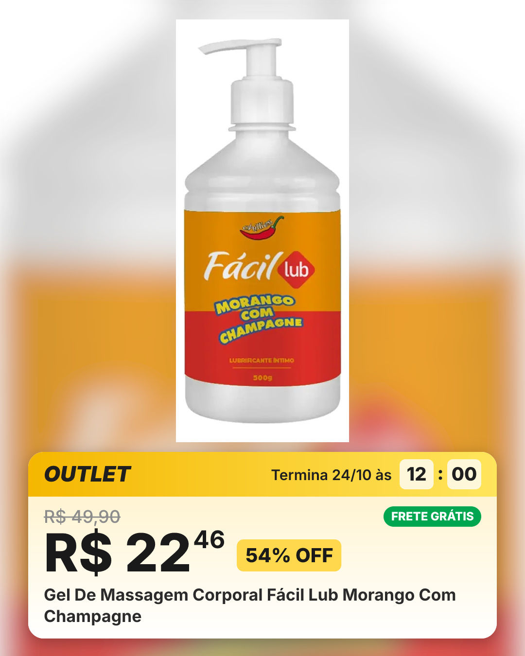 Gel De Massagem Corporal Fácil Lub Morango Com Champagne