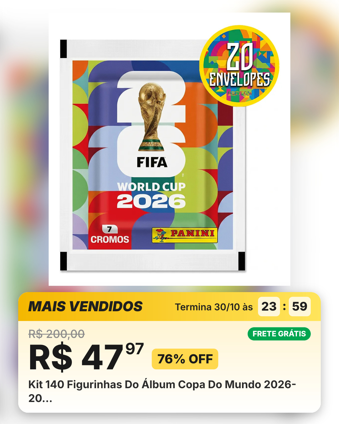 Kit 140 Figurinhas Do Álbum Copa Do Mundo 2026- 20…