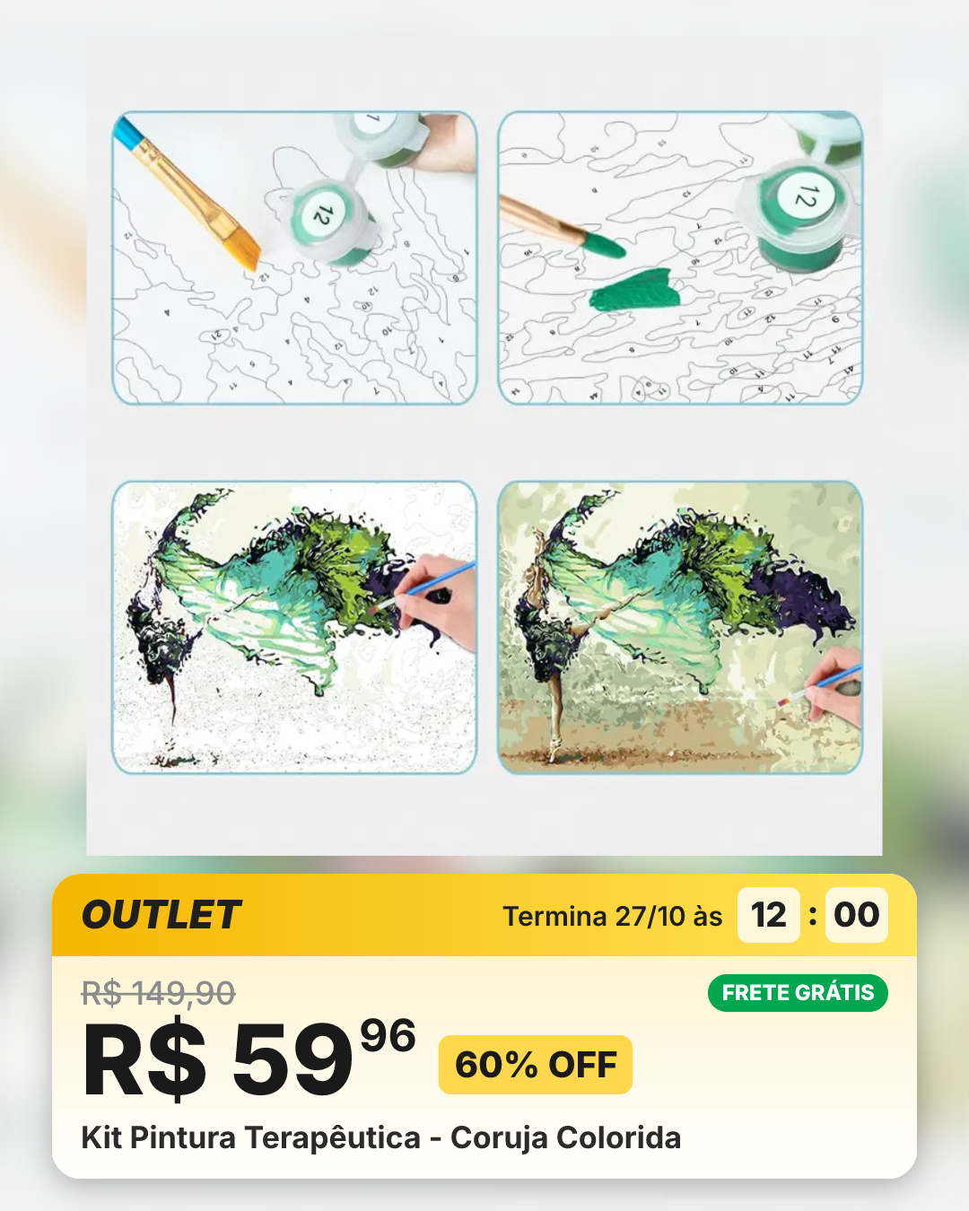 Kit Pintura Terapêutica - Coruja Colorida