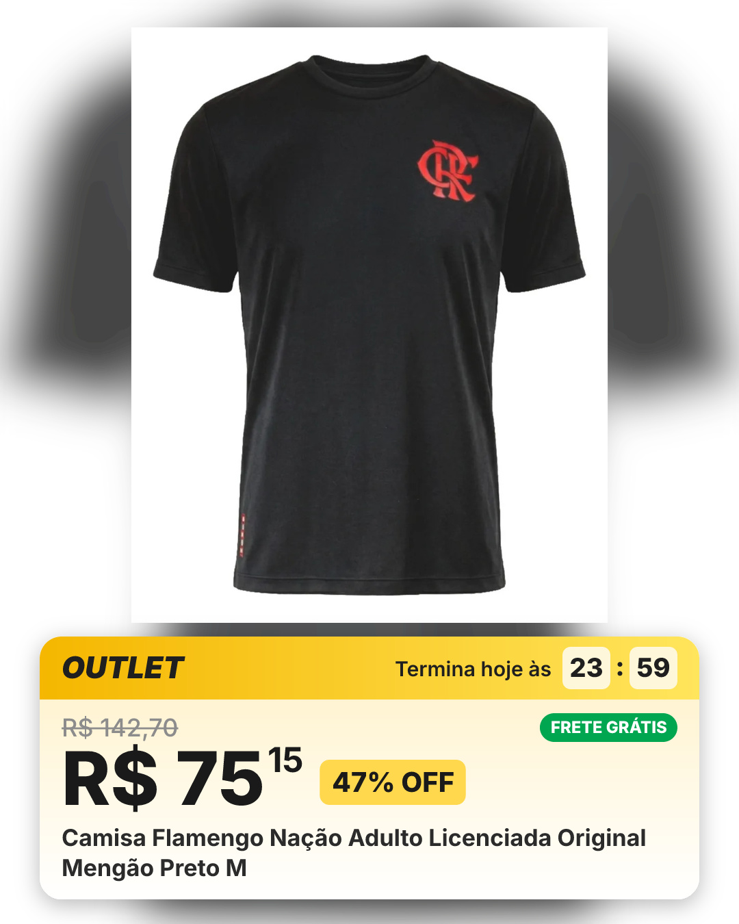 Camisa Flamengo Nação Adulto Licenciada Original Mengão Preto M