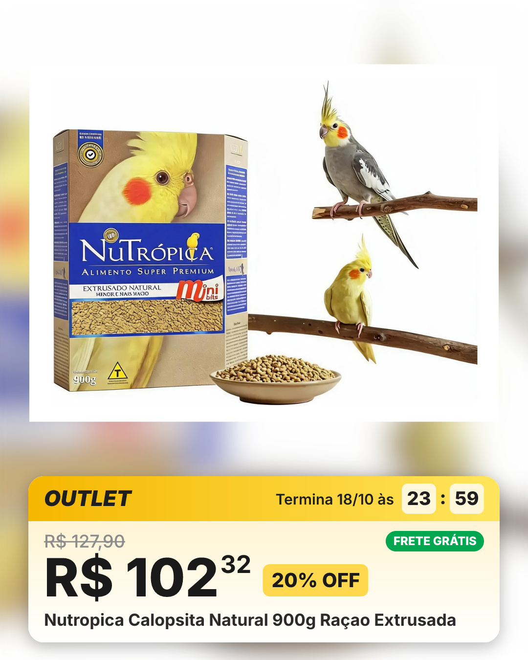 Nutropica Calopsita Natural 900g Raçao Extrusada