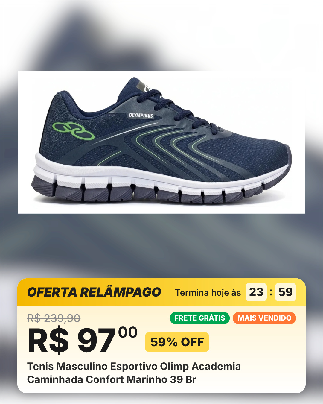 Tenis Masculino Esportivo Olimp Academia Caminhada Confort Marinho 39 Br