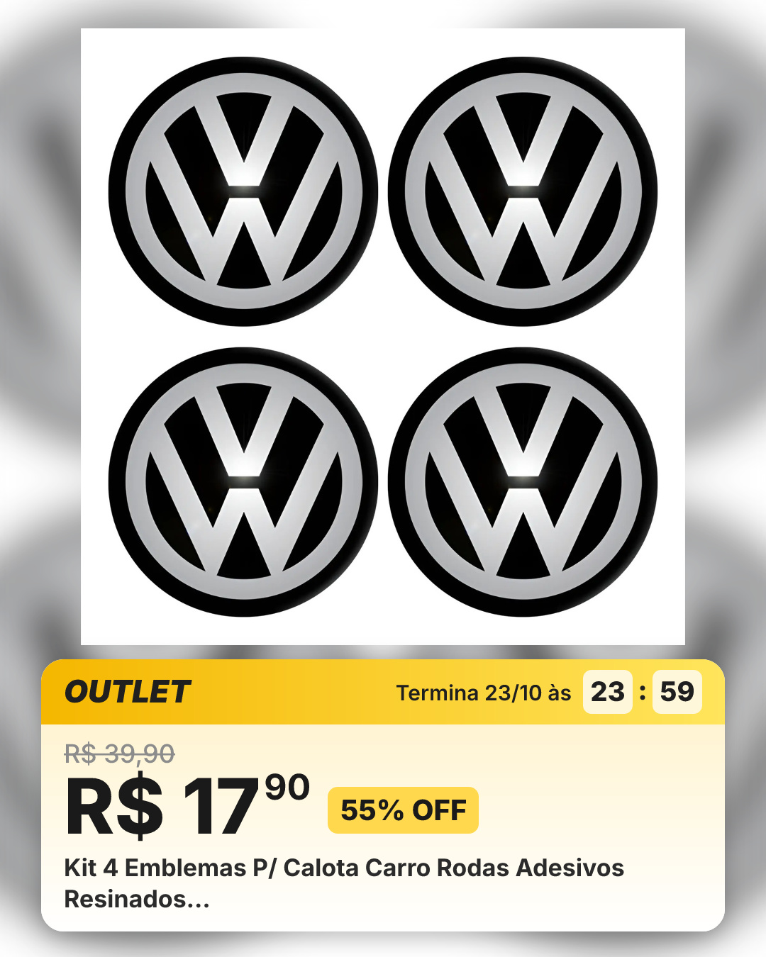 Kit 4 Emblemas P/ Calota Carro Rodas Adesivos Resinados…
