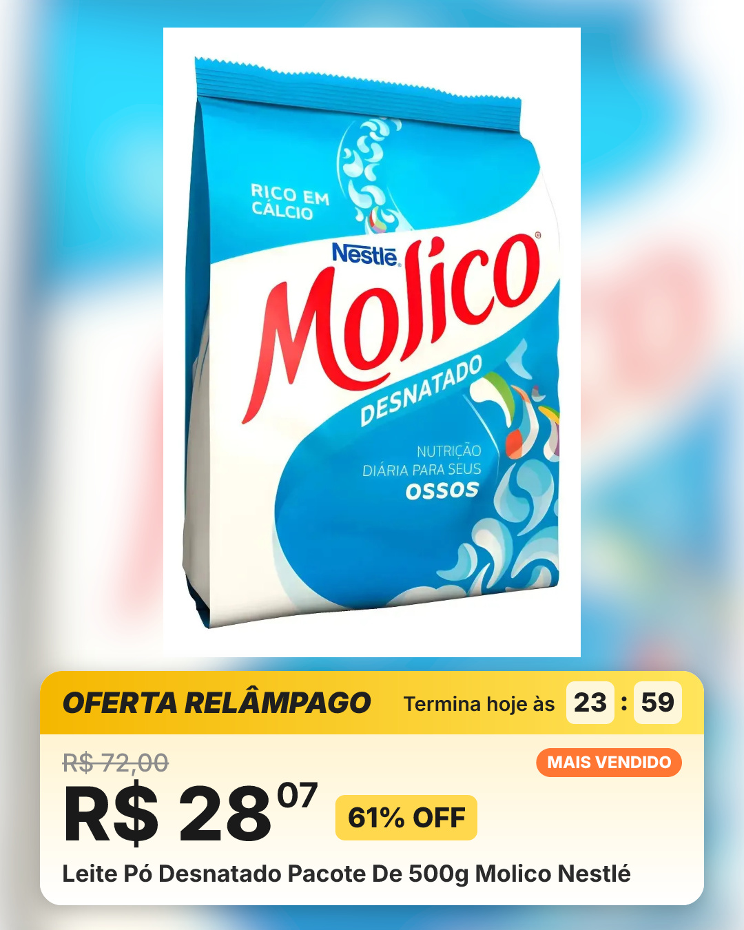 Leite Pó Desnatado Pacote De 500g Molico Nestlé