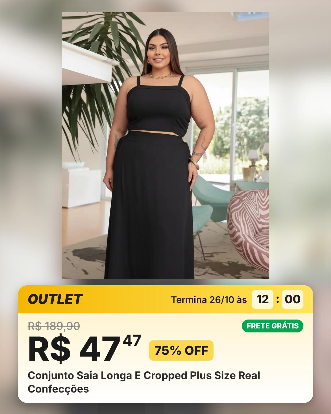 Conjunto Saia Longa E Cropped Plus Size Real Confecções