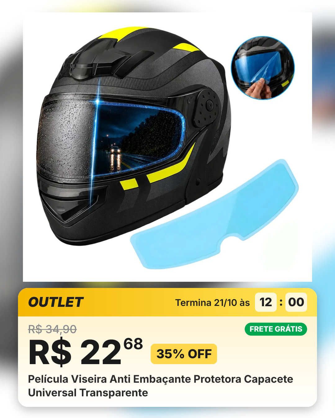 Película Viseira Anti Embaçante Protetora Capacete Universal Transparente