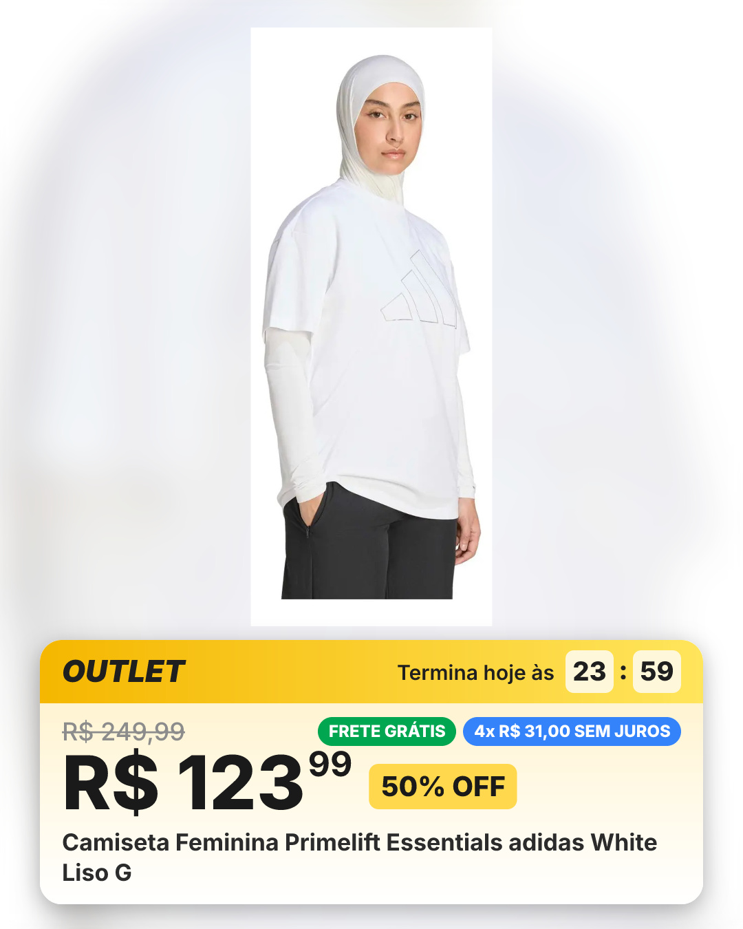 Camiseta Feminina Primelift Essentials adidas White Liso G