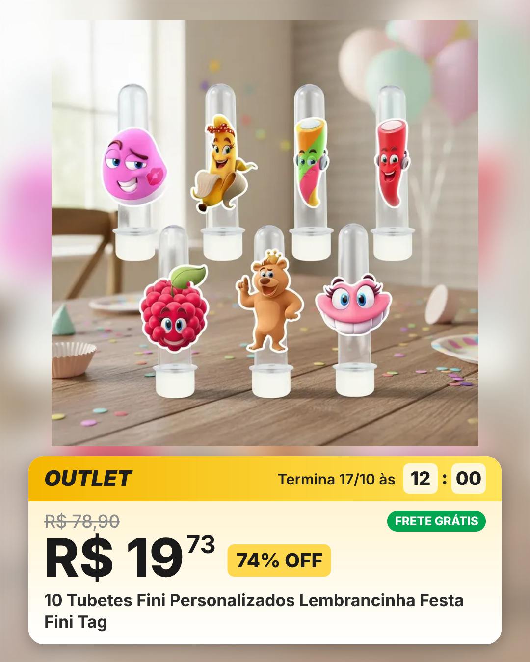 10 Tubetes Fini Personalizados Lembrancinha Festa Fini Tag