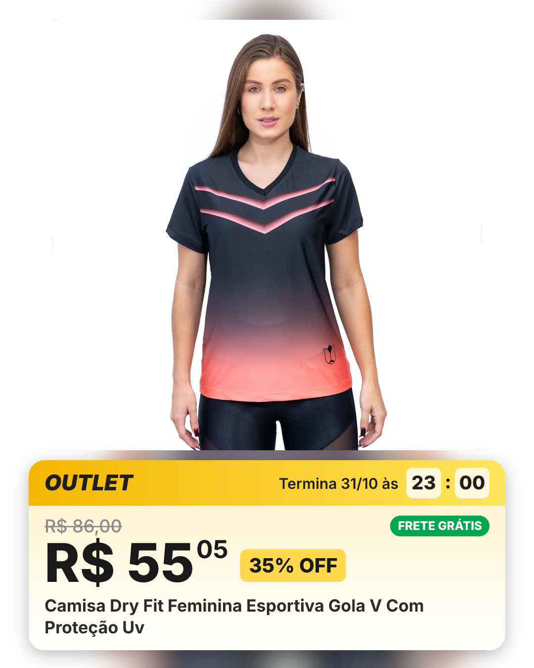 Camisa Dry Fit Feminina Esportiva Gola V Com Proteção Uv
