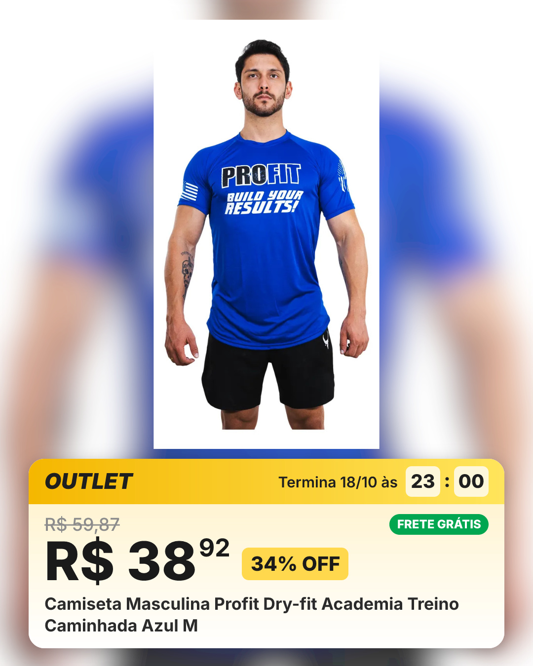 Camiseta Masculina Profit Dry-fit Academia Treino Caminhada Azul M