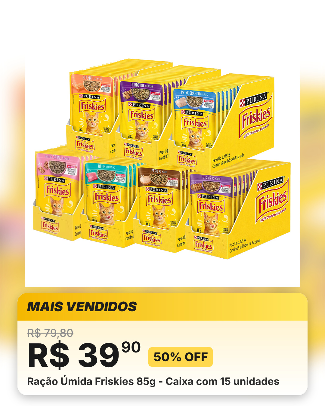 Ração Úmida Friskies 85g - Caixa com 15 unidades