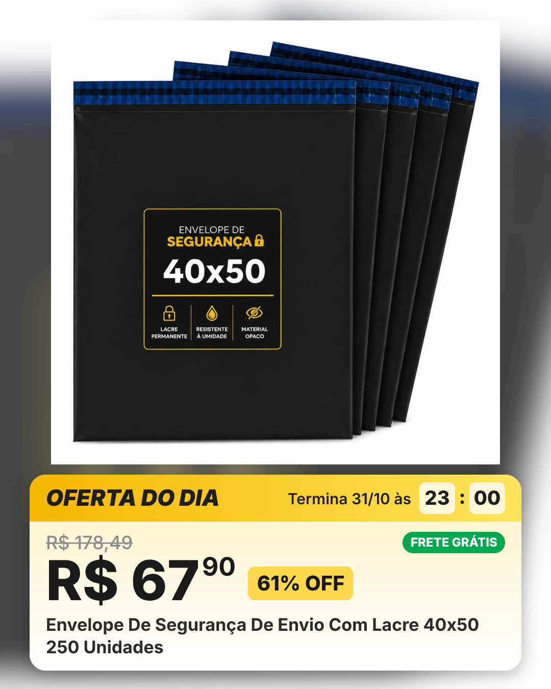 Envelope De Segurança De Envio Com Lacre 40x50 250 Unidades