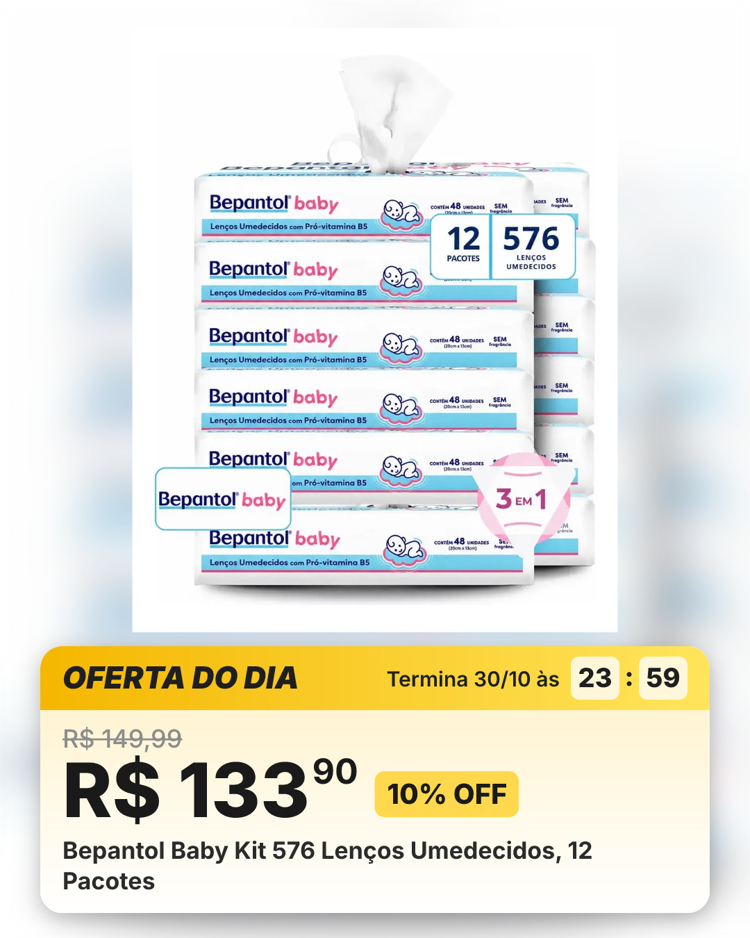 Bepantol Baby Kit 576 Lenços Umedecidos, 12 Pacotes