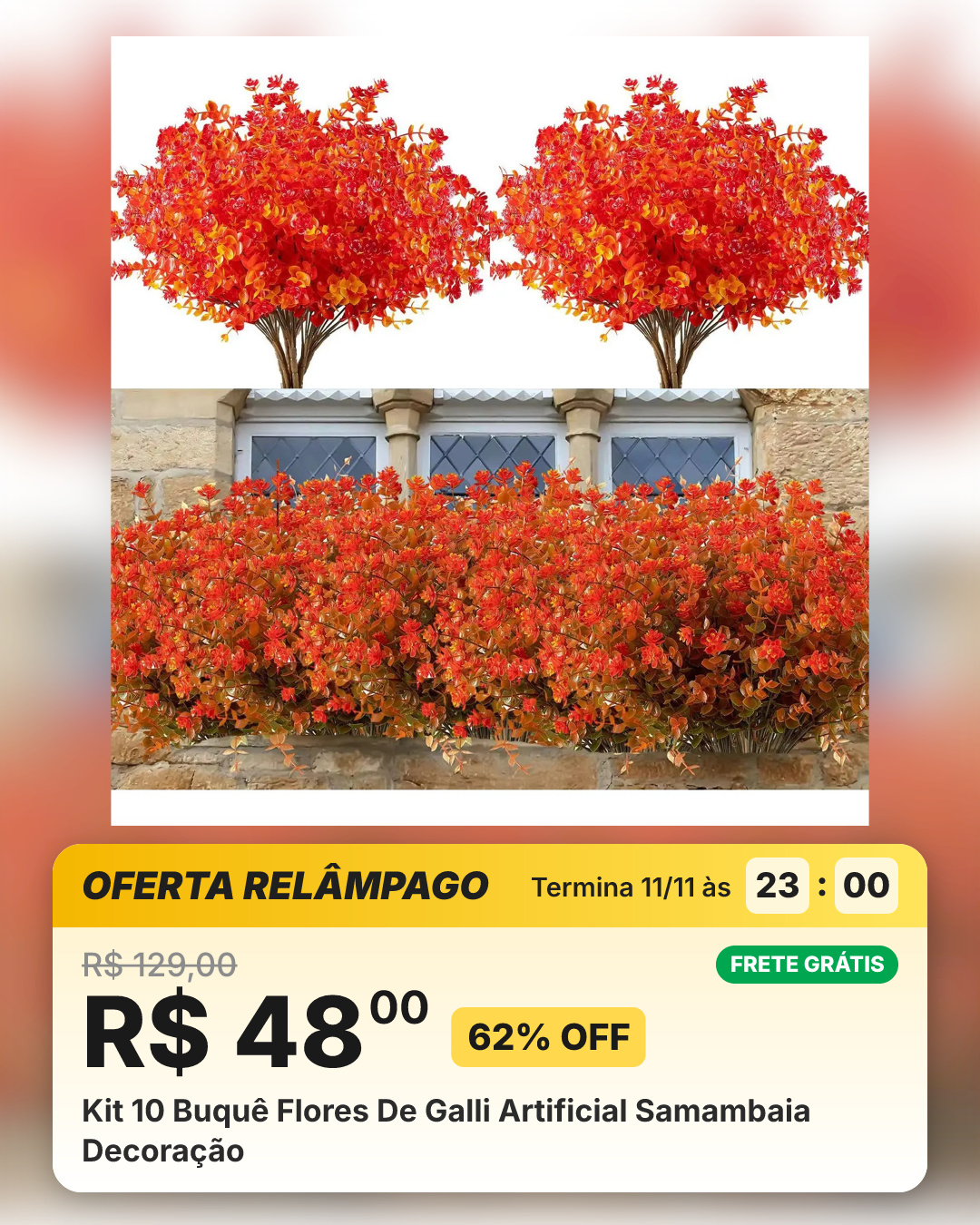 Kit 10 Buquê Flores De Galli Artificial Samambaia Decoração