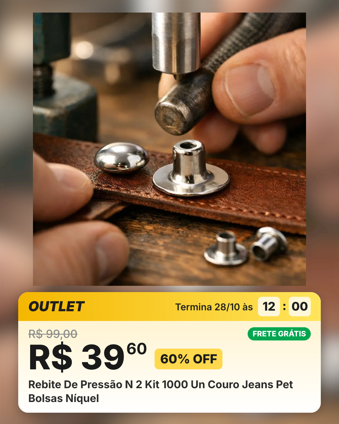 Rebite De Pressão N 2 Kit 1000 Un Couro Jeans Pet Bolsas Níquel