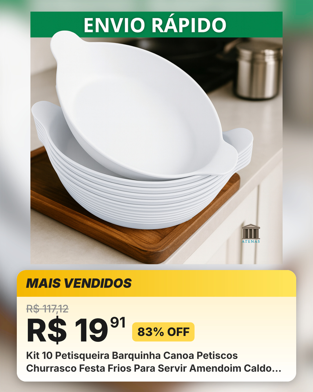 Kit 10 Petisqueira Barquinha Canoa Petiscos Churrasco Festa Frios Para Servir Amendoim Caldo Branca