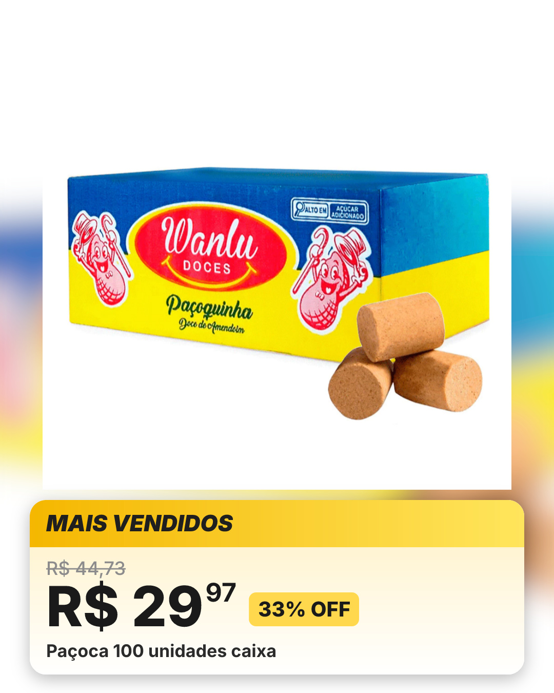 Paçoca 100 unidades caixa
