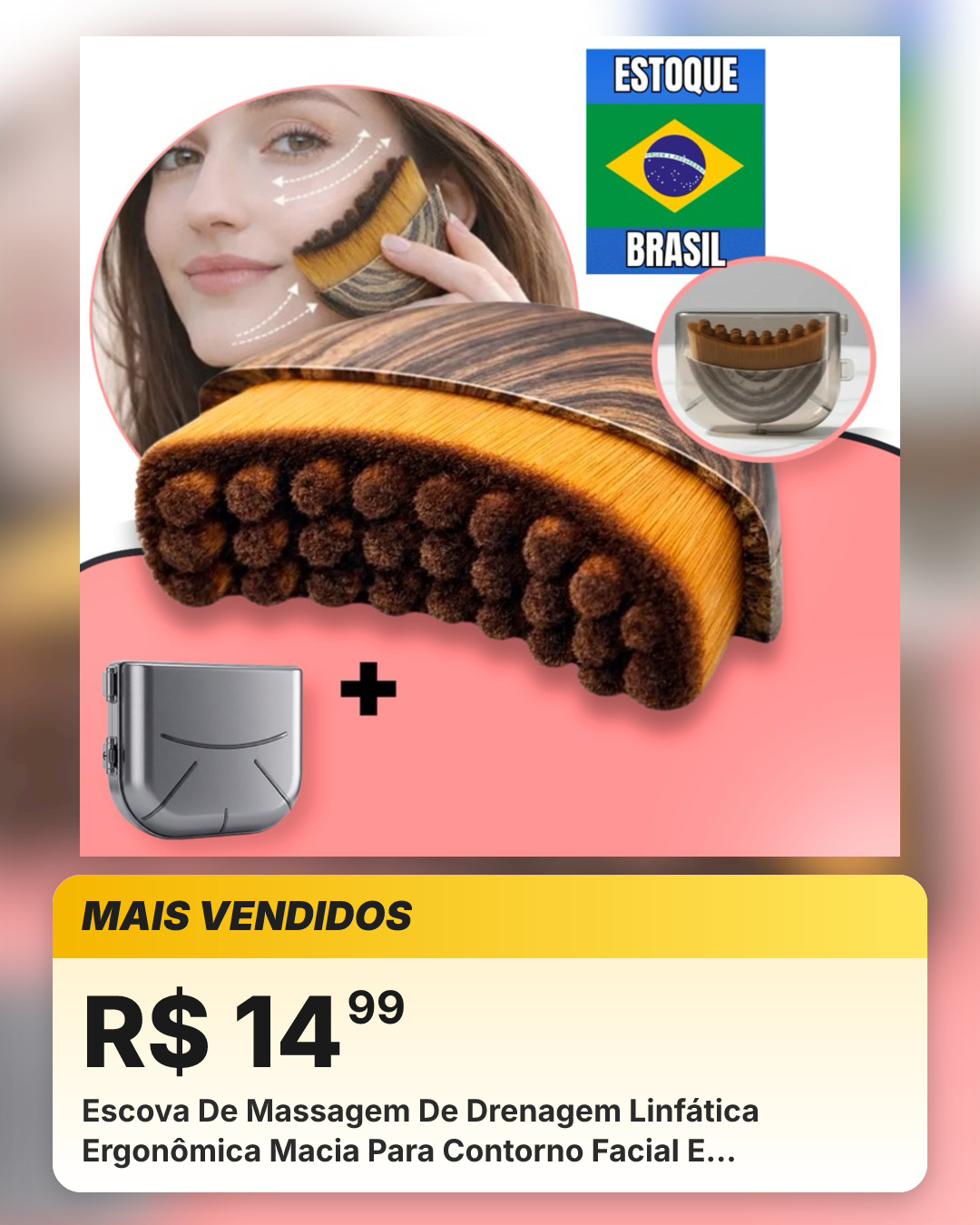 Escova De Massagem De Drenagem Linfática Ergonômica Macia Para Contorno Facial E Mandíbula escova lifting facial