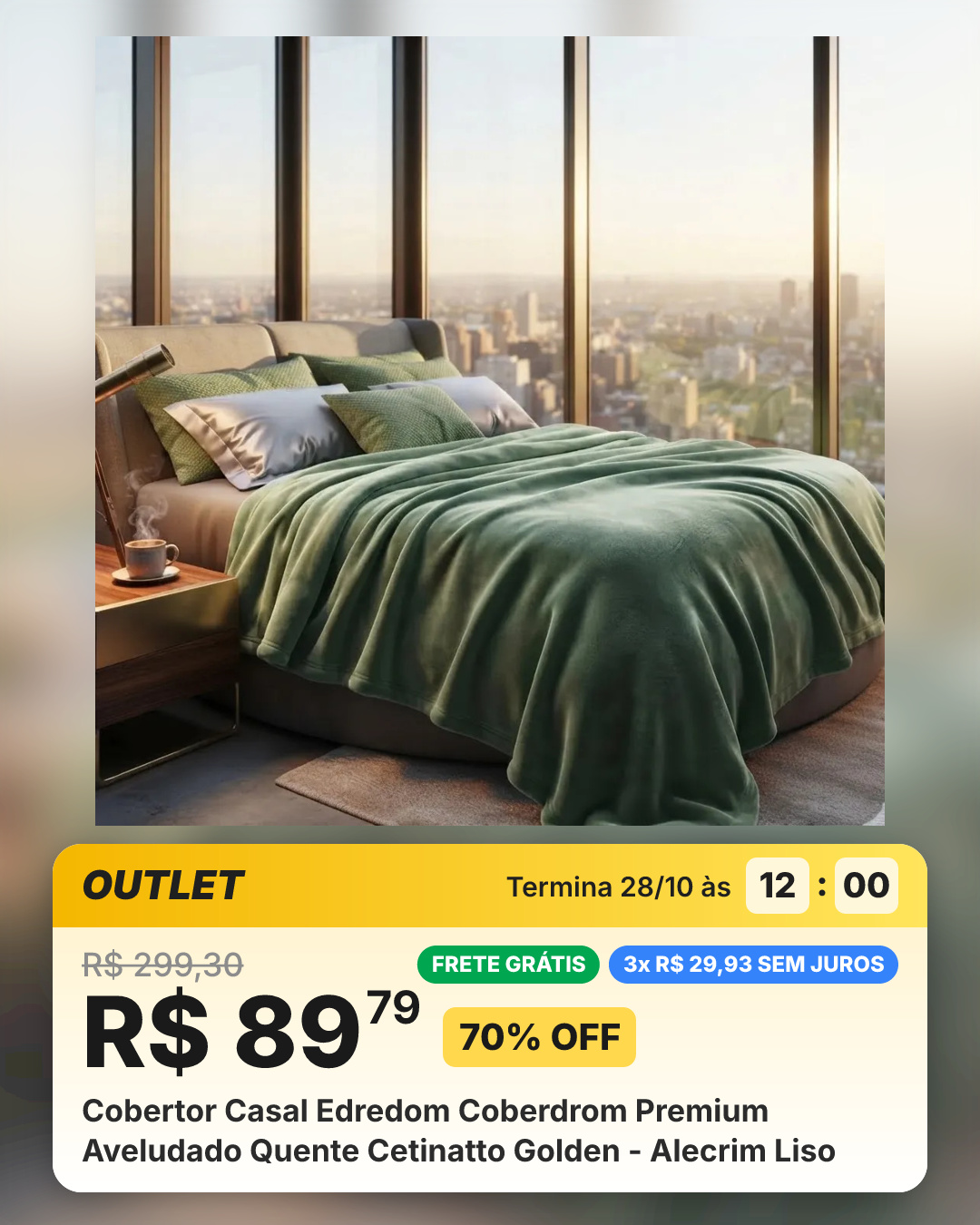 Cobertor Casal Edredom Coberdrom Premium Aveludado Quente Cetinatto Golden - Alecrim Liso