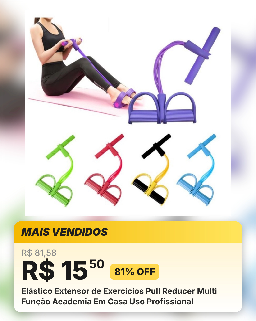 Elástico Extensor de Exercícios Pull Reducer Multi Função Academia Em Casa Uso Profissional